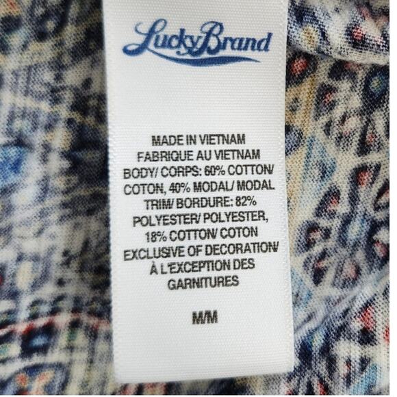 Lucky Brand "Live in Love" Paisley Tank Top Beaded Crochet Racerback Sz Medium - Picture 3 of 8